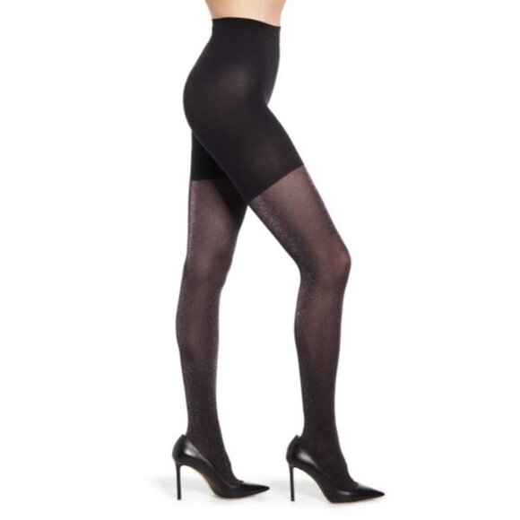 SPANX Tight End‎ Tights Women's  Sz A Black Metallic Sparkle Rainbow Shimmer NEW - Picture 13 of 15